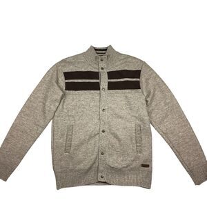 Buffalo David Bitton Weaver Sweater Jacket Mix Media Knit Tan Brown Men L